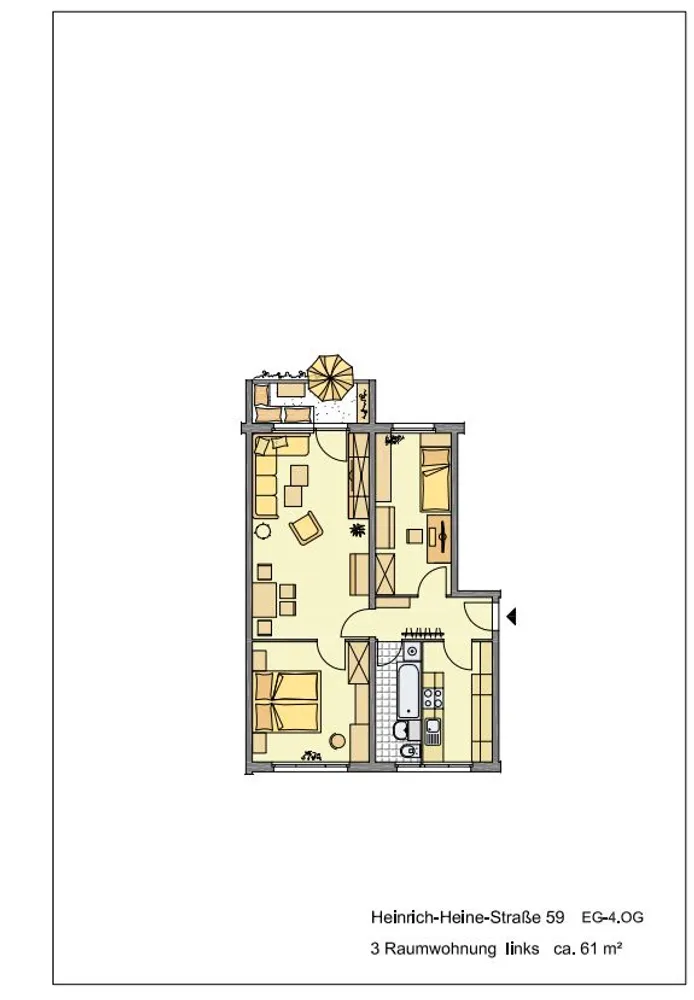 3 Zimmer Wohnung mit 60 m² in Altenburg – Bild 1