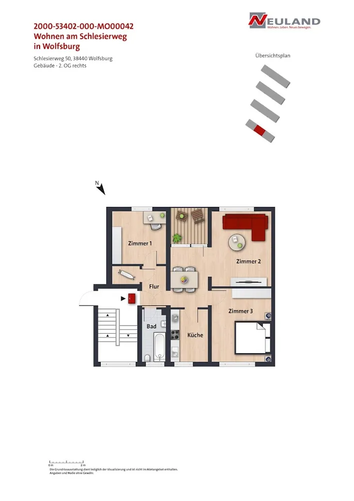 3 Zimmer Wohnung mit 68 m² in Wolfsburg – Bild 2