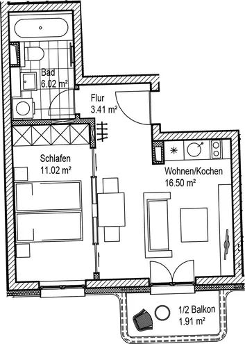 2 room apartment with 39 m² in Leipzig – Photo 6