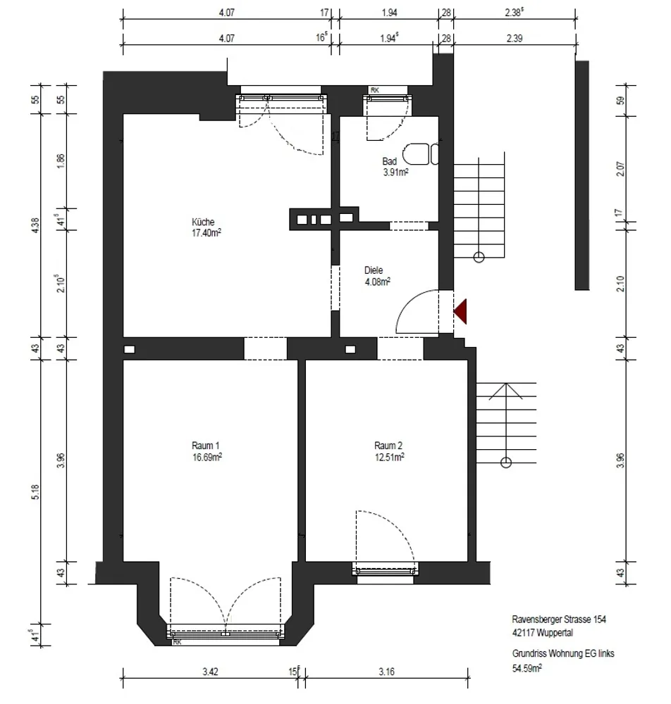 2 Zimmer Wohnung mit 55 m² in Wuppertal – Bild 2
