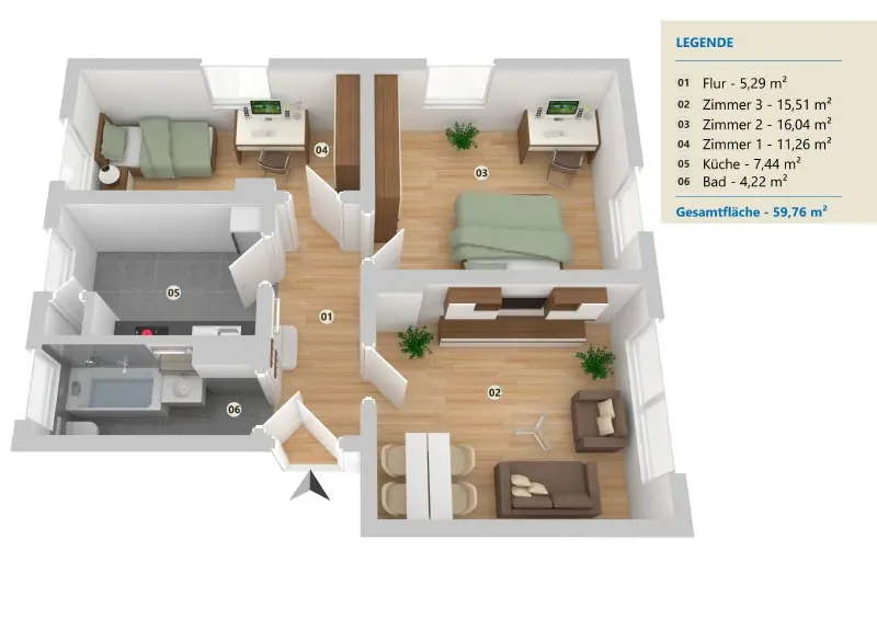 3 Zimmer Wohnung mit 62 m² in Minden – Bild 9