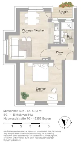 2 Zimmer Wohnung mit 50 m² in Essen – Bild 12