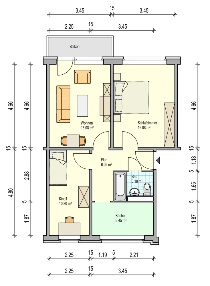 3 room apartment with 61 m² in Rostock – Photo 1