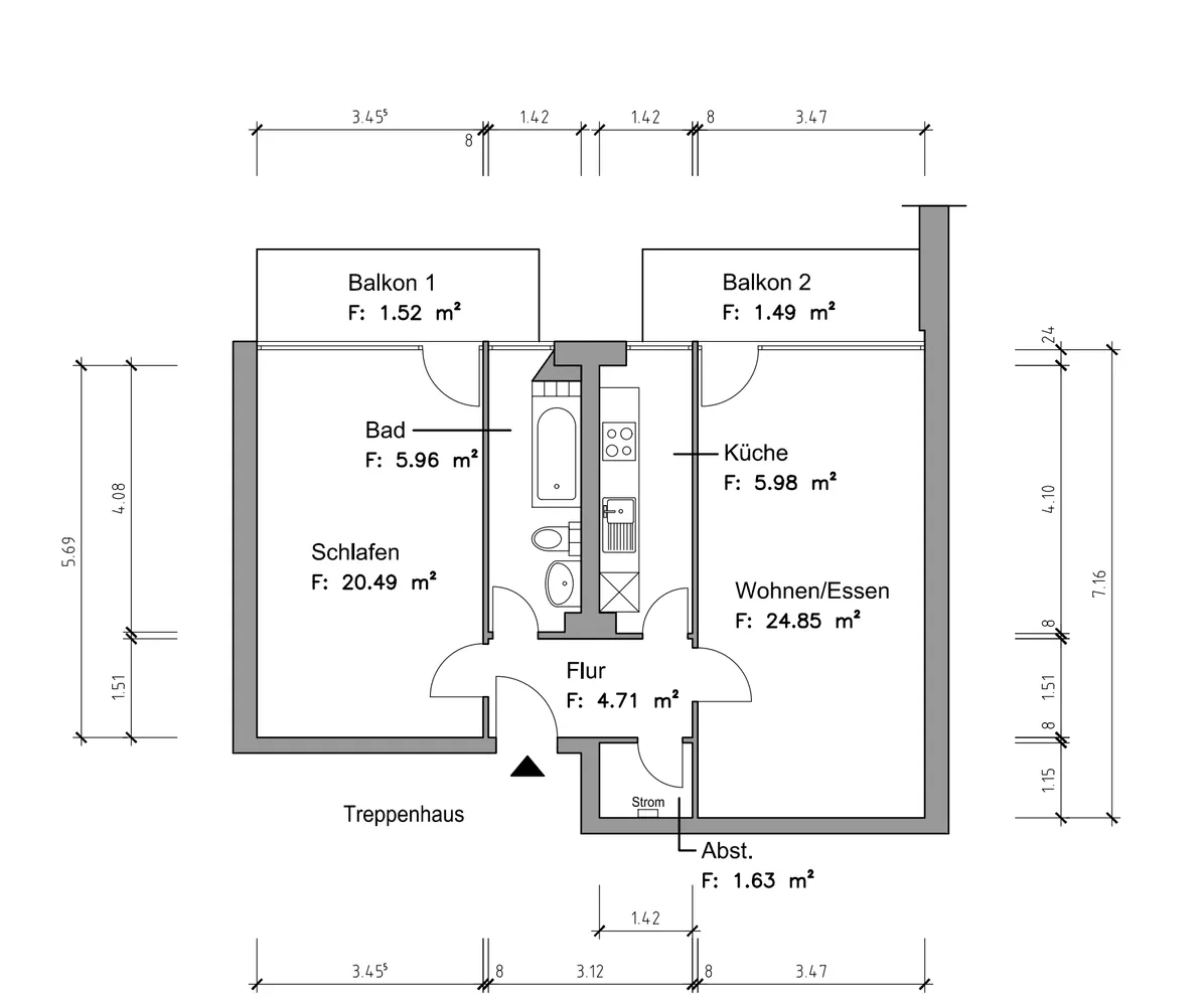 2 Zimmer Wohnung mit 67 m² in Hamburg – Bild 2