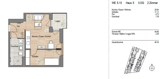 2 room apartment with 46 m² in Cologne – Photo 4