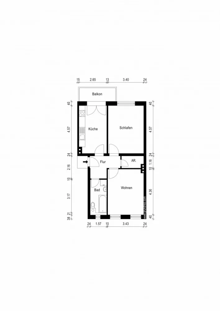 2 room apartment with 56 m² in Magdeburg – Photo 3
