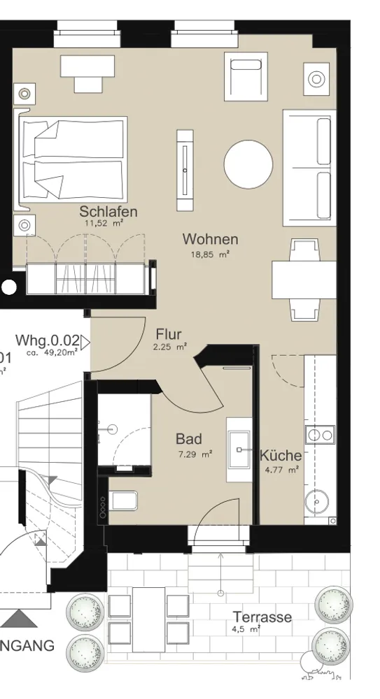 1 room apartment with 43 m² in Frankfurt am Main – Photo 9