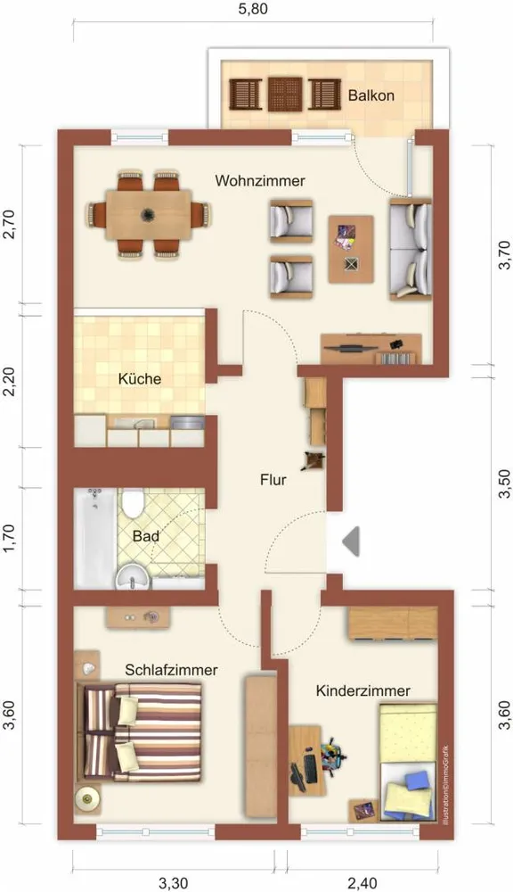 3 Zimmer Wohnung mit 57 m² in Suhl – Bild 1