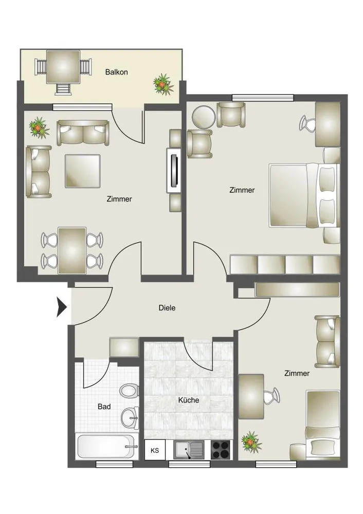 3 Zimmer Wohnung mit 58 m² in Bochum – Bild 2