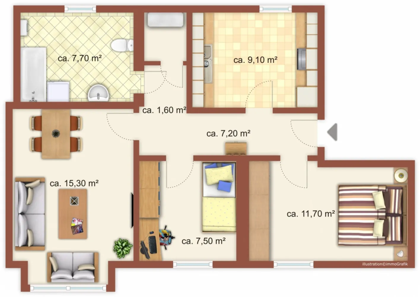 3 room apartment with 53 m² in Halle (Saale) – Photo 2
