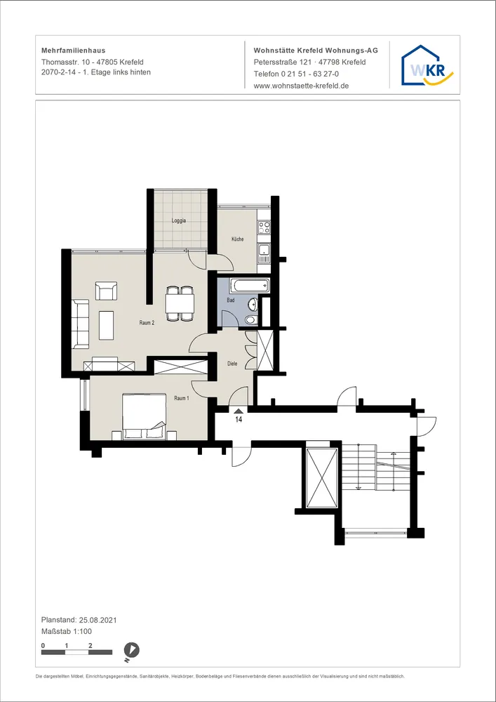 2 Zimmer Wohnung mit 60 m² in Krefeld – Bild 3