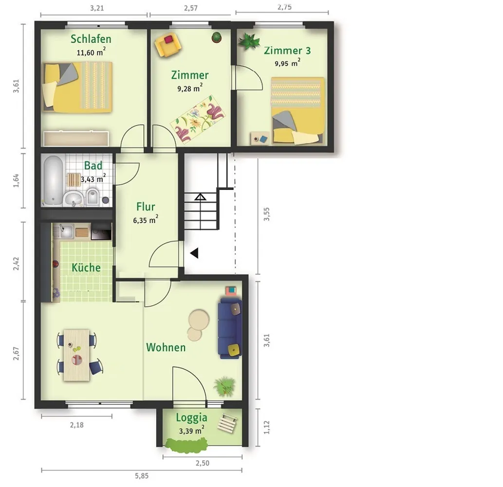 4 Zimmer Wohnung mit 65 m² in Halle (Saale) – Bild 2