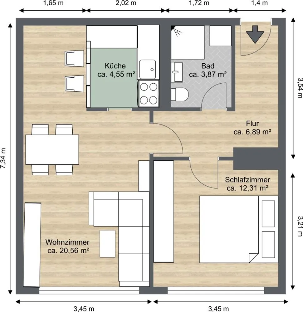 2 room apartment with 48 m² in Riesa – Photo 4