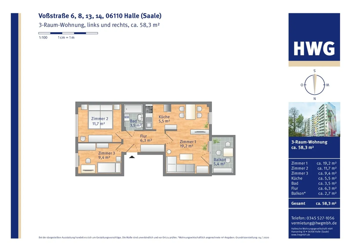 3 Zimmer Wohnung mit 58 m² in Halle (Saale) – Bild 3