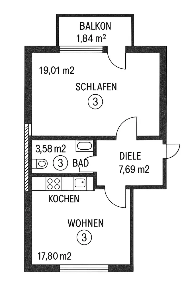 2 room apartment with 52 m² in Düsseldorf – Photo 2