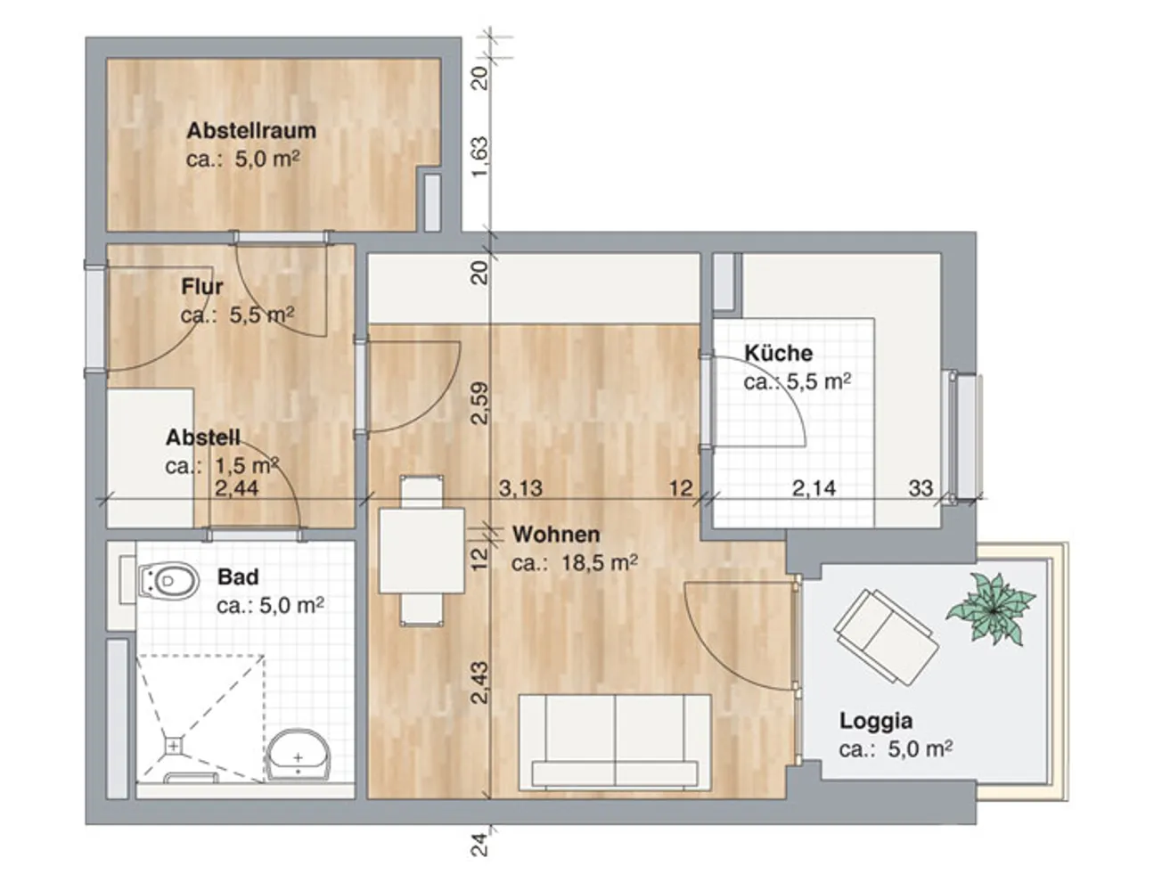 1 Zimmer Wohnung mit 43 m² in Lübeck – Bild 3