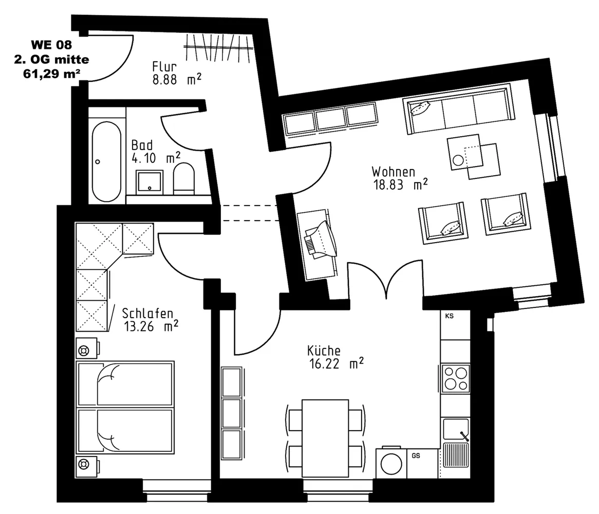 2 Zimmer Wohnung mit 61 m² in Leipzig – Bild 2