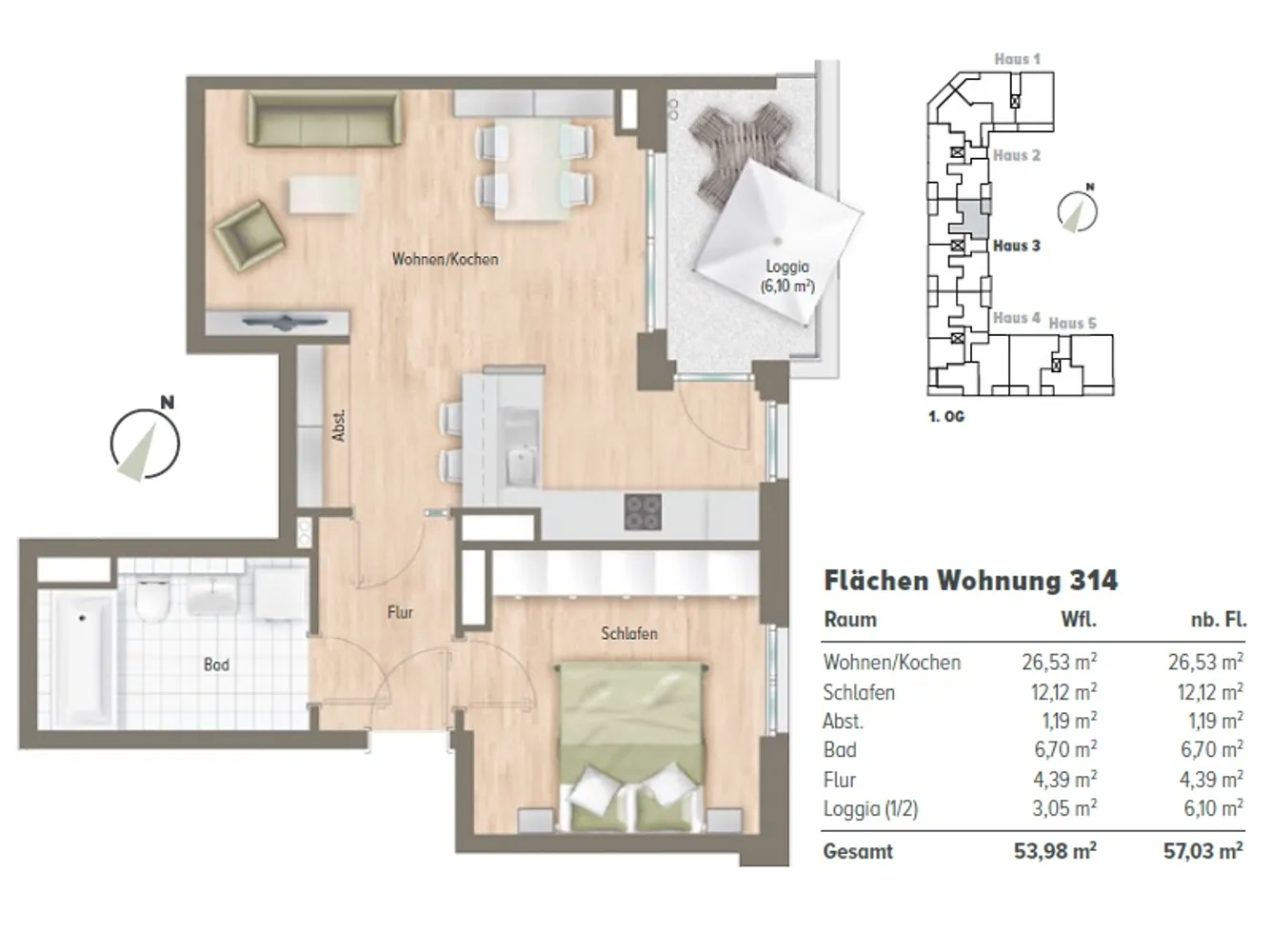 2 Zimmer Wohnung mit 54 m² in München – Bild 3