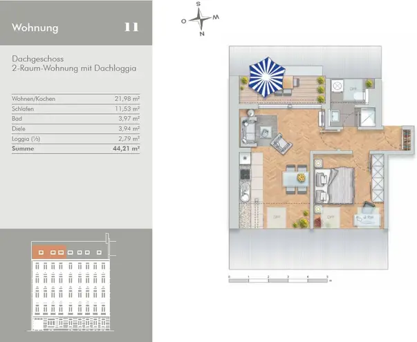 2 Zimmer Wohnung mit 45 m² in Leipzig – Bild 2