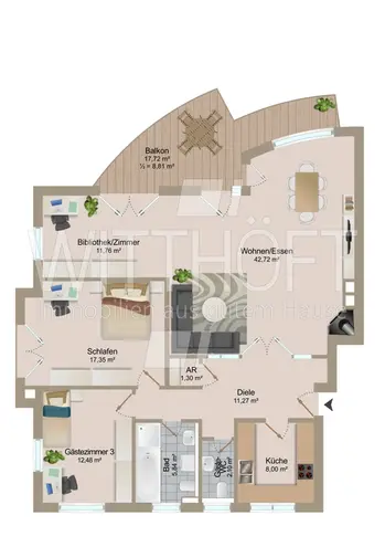 3 Zimmer Wohnung mit 122 m² in Hamburg – Bild 2