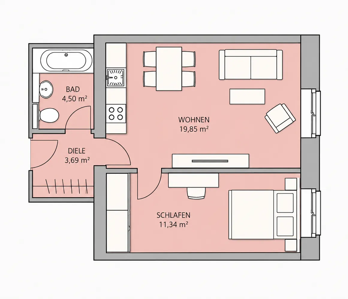 2 Zimmer Wohnung mit 40 m² in München – Bild 5