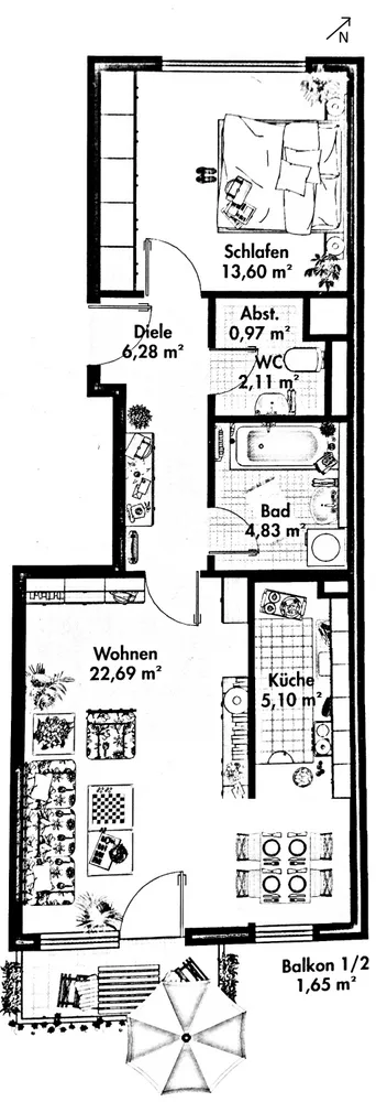 2 room apartment with 56 m² in Munich – Photo 2