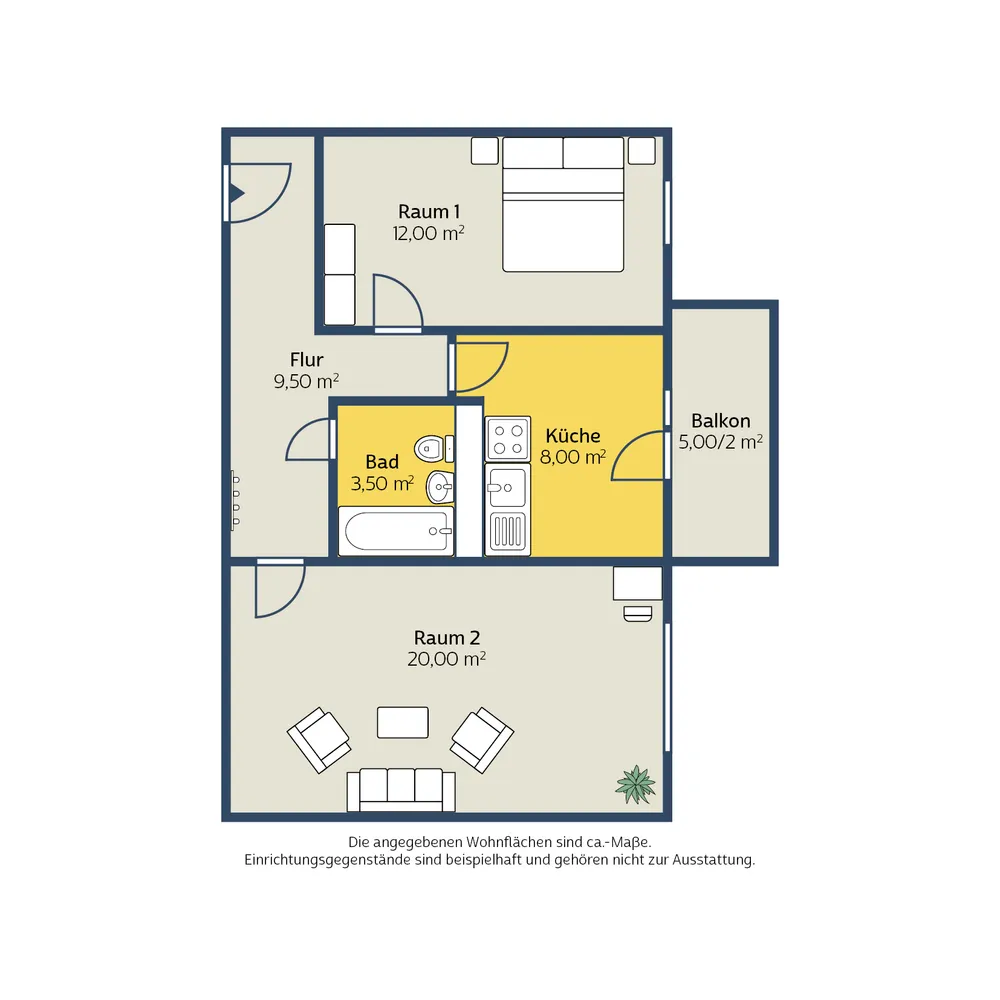 2 room apartment with 55 m² in Leipzig – Photo 2