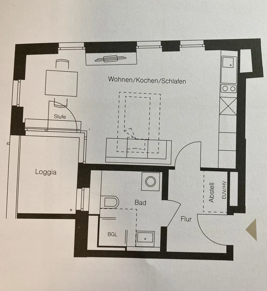 1 Zimmer Wohnung mit 37 m² in München – Bild 1