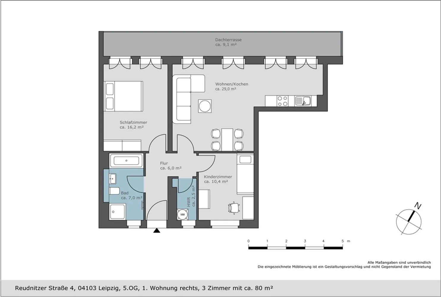 3 Zimmer Wohnung mit 80 m² in Leipzig – Bild 2