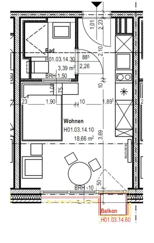 1 Zimmer Wohnung mit 24 m² in Frankfurt am Main – Bild 2