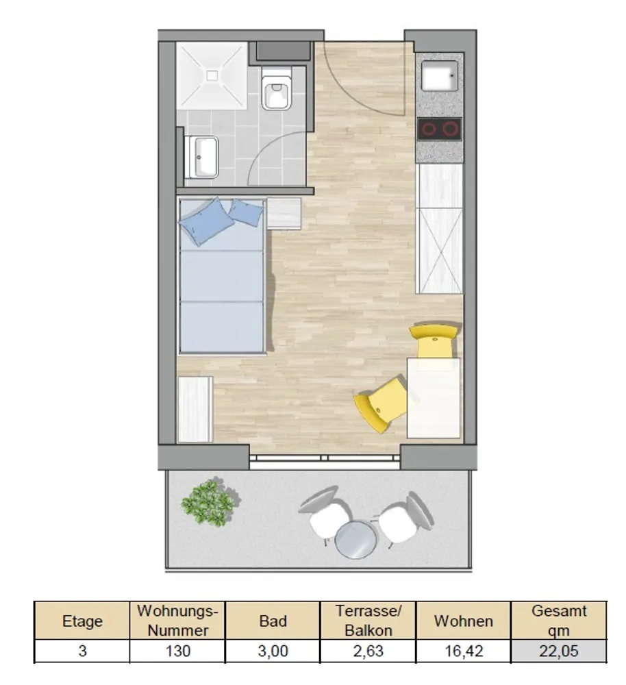 1 Zimmer Wohnung mit 22 m² in Augsburg – Bild 5