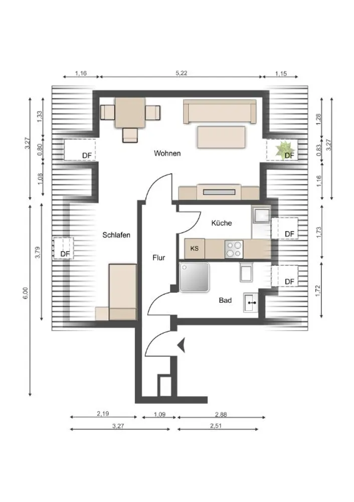 1 room apartment with 34 m² in Magdeburg – Photo 3
