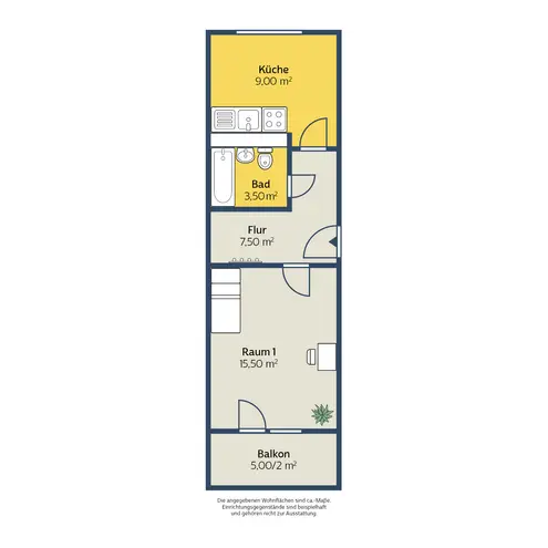 1 Zimmer Wohnung mit 38 m² in Leipzig – Bild 2