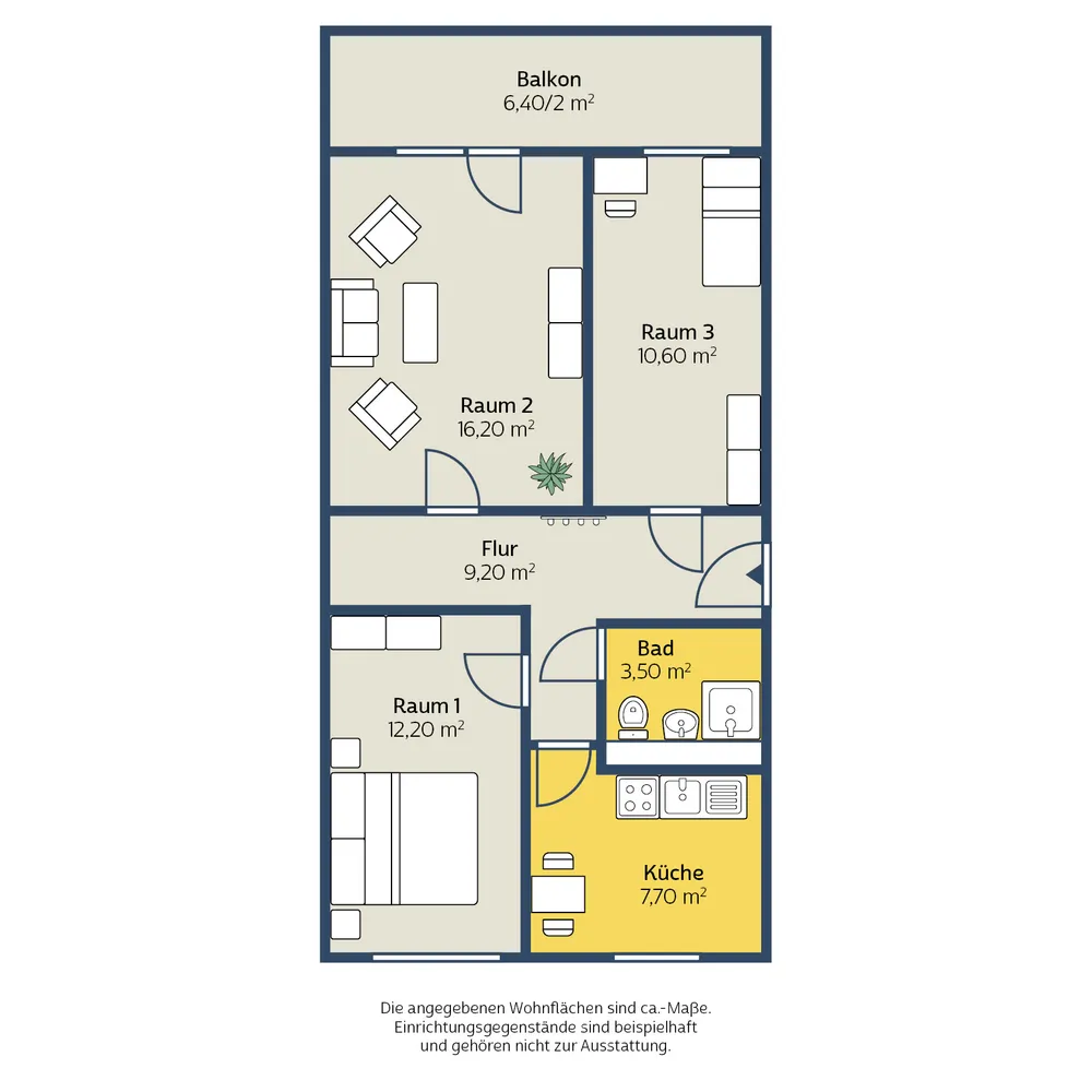 3 Zimmer Wohnung mit 63 m² in Leipzig – Bild 2