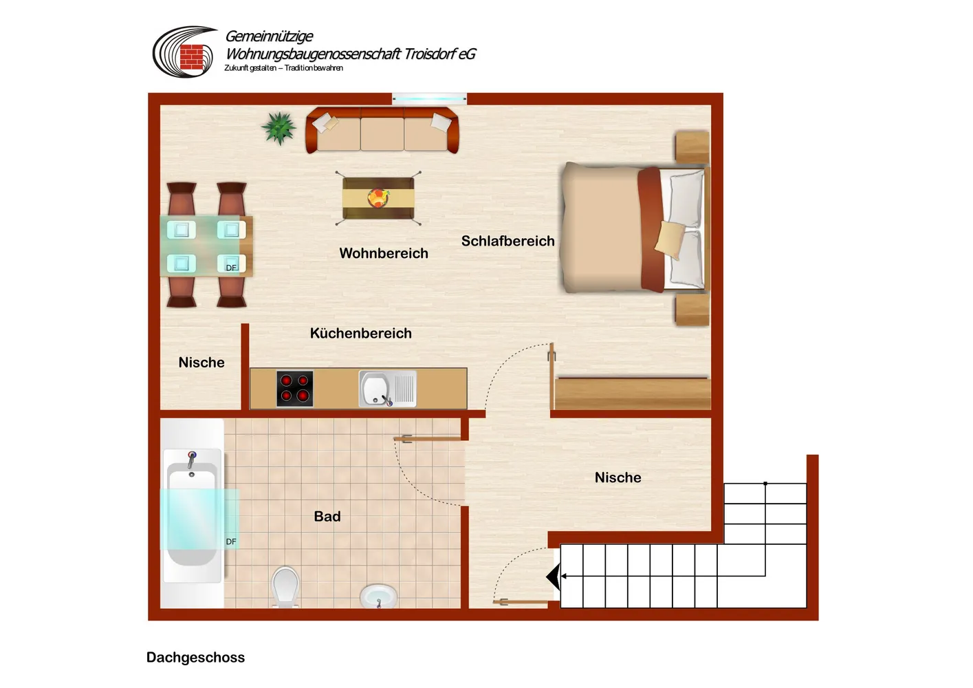 1 Zimmer Wohnung mit 36 m² in Hennef – Bild 3