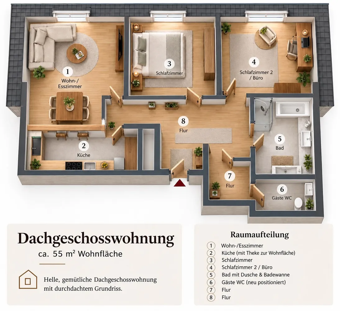 3 Zimmer Wohnung mit 55 m² in Krefeld – Bild 1
