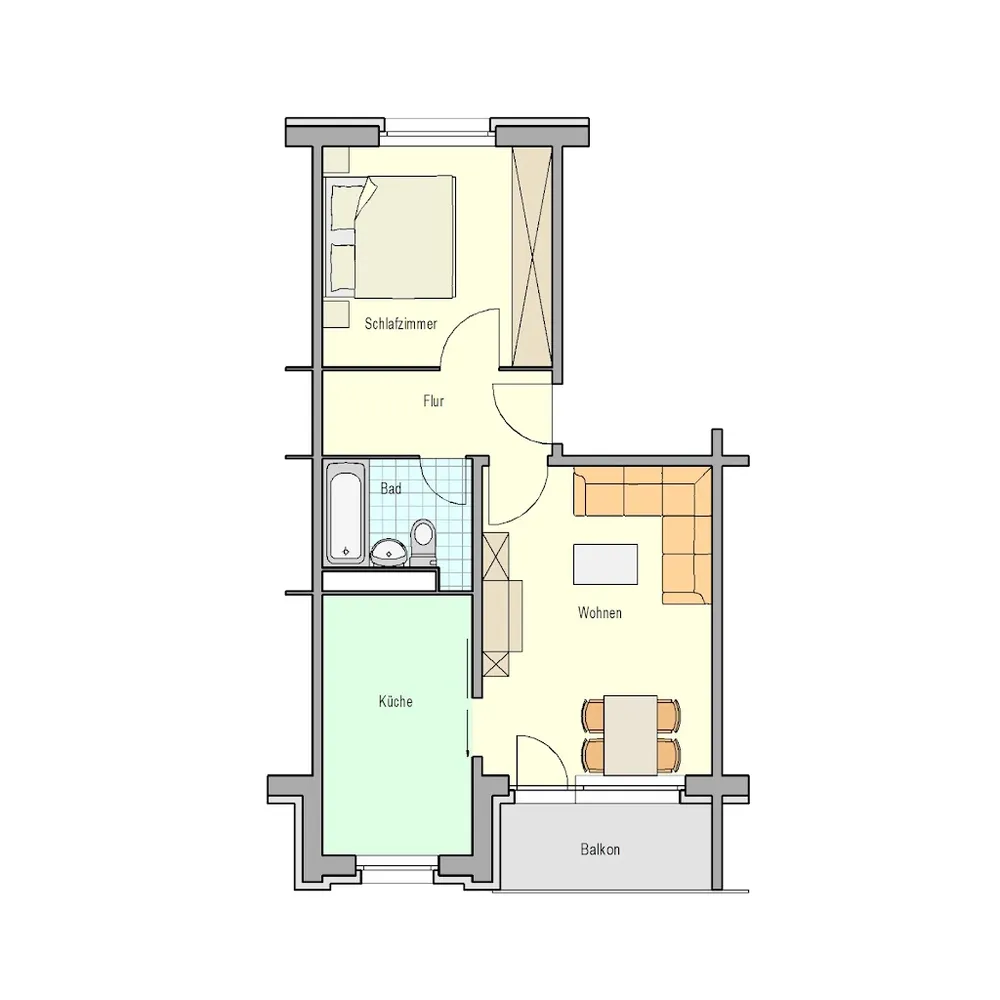 2 Zimmer Wohnung mit 47 m² in Rostock – Bild 1