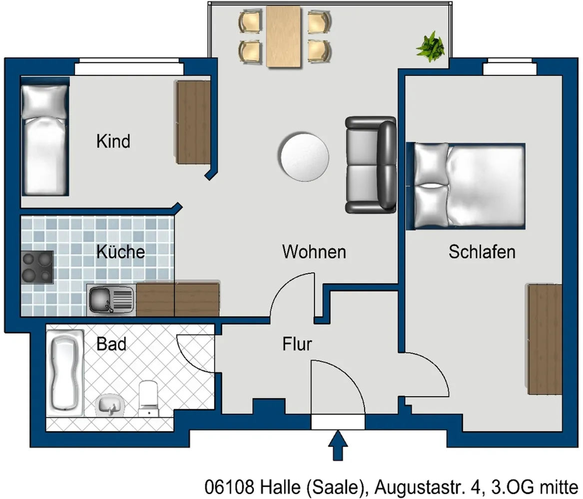 3 Zimmer Wohnung mit 64 m² in Halle (Saale) – Bild 2