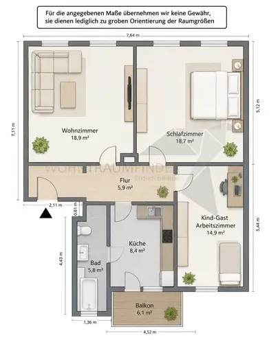3 room apartment with 73 m² in Chemnitz – Photo 2