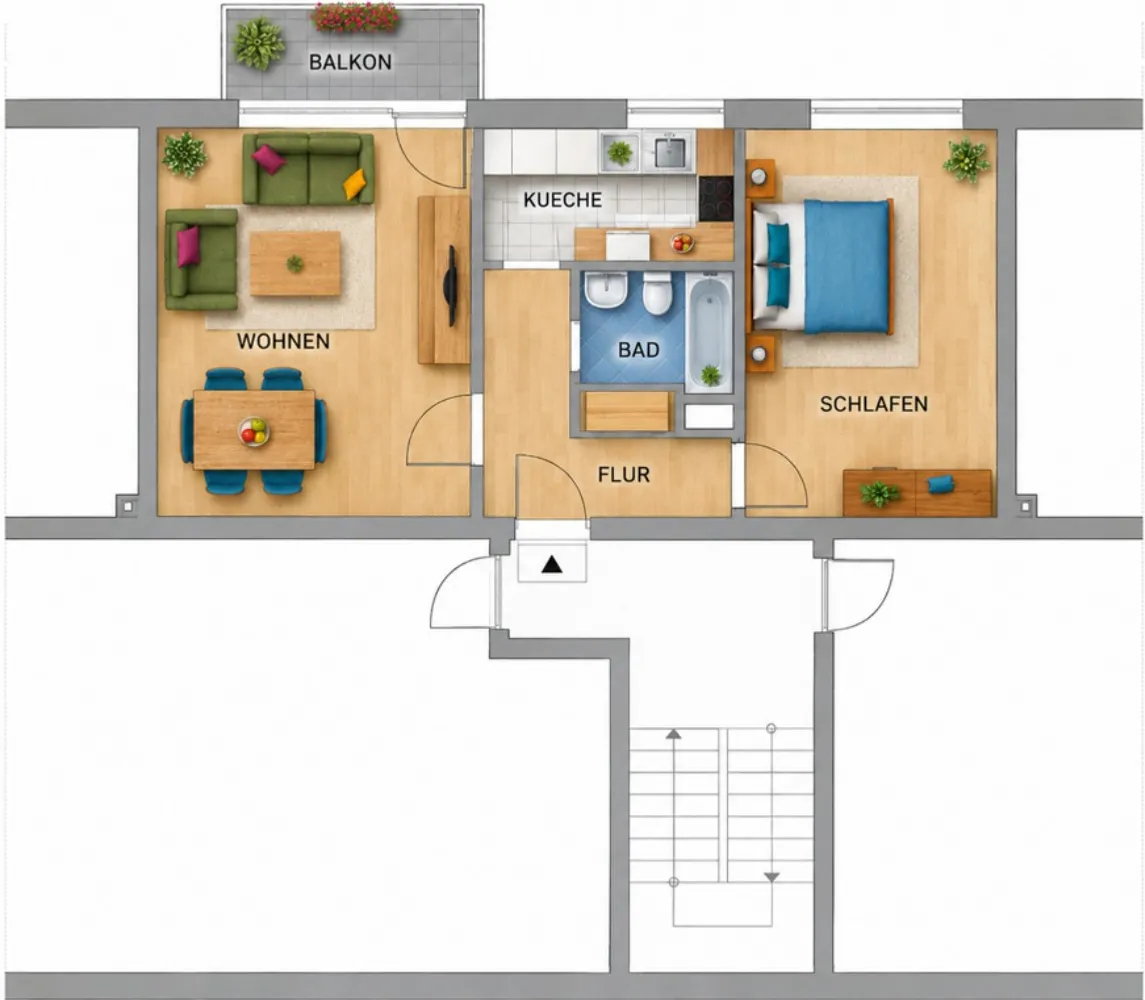 2 Zimmer Wohnung mit 58 m² in Lübeck – Bild 2