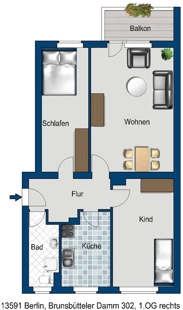 3 Zimmer Wohnung mit 66 m² in Berlin – Bild 1
