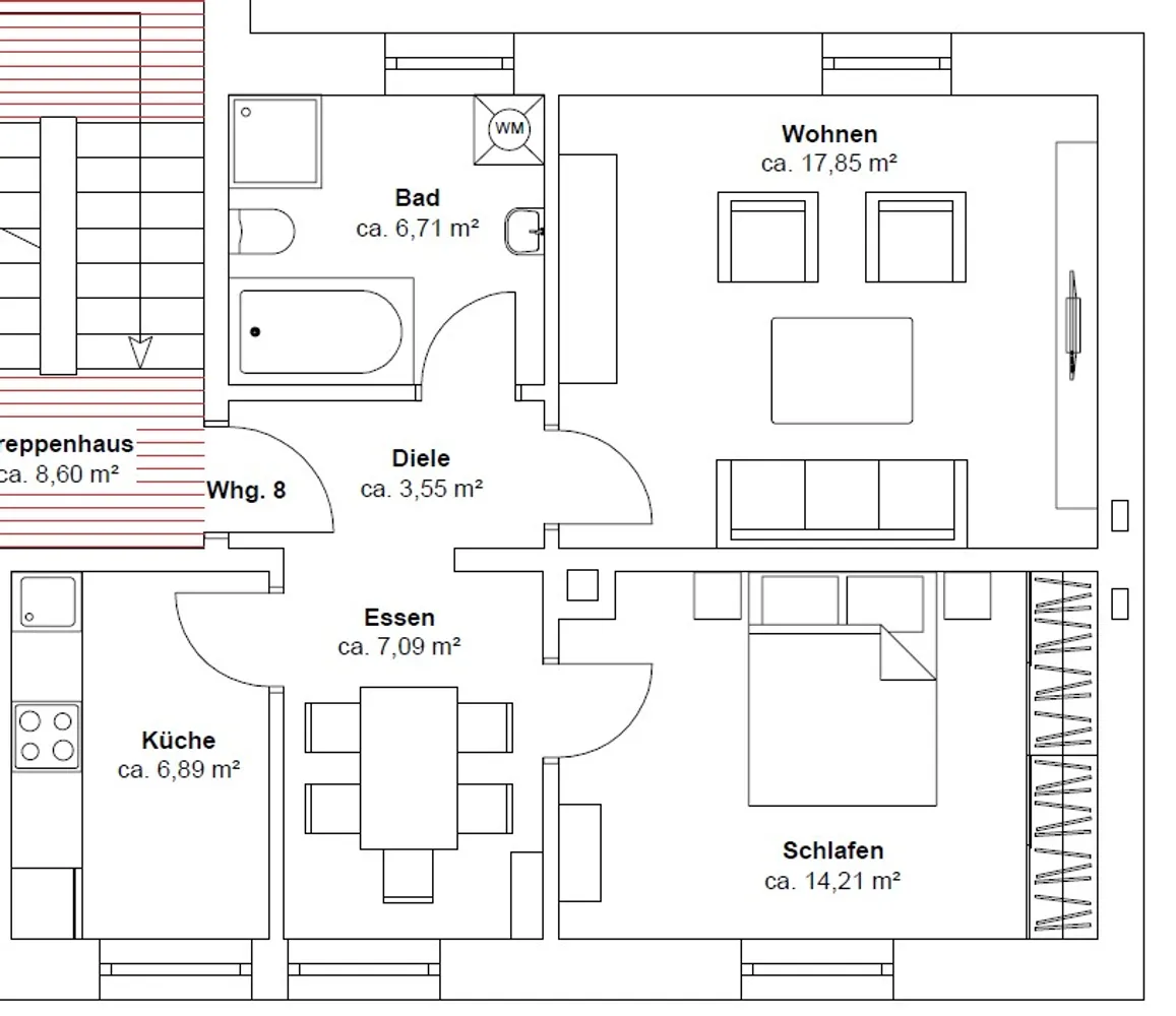 2 Zimmer Wohnung mit 56 m² in Hagen – Bild 1