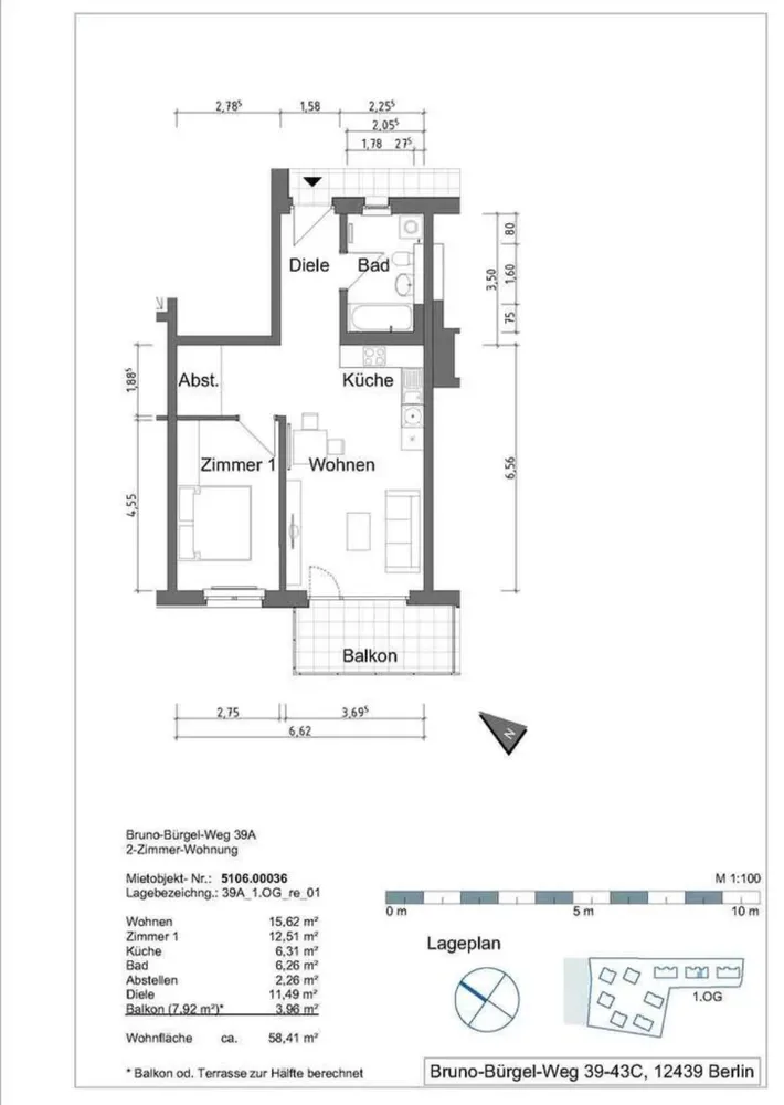 2 Zimmer Wohnung mit 58 m² in Berlin – Bild 1