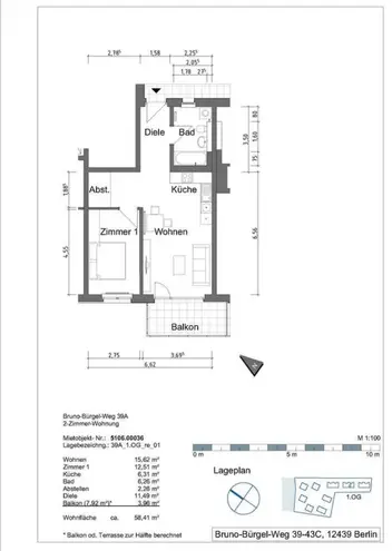 2 Zimmer Wohnung mit 58 m² in Berlin – Bild 1