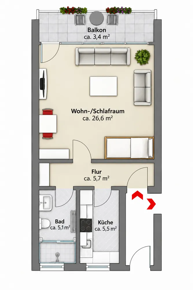1 Zimmer Wohnung mit 46 m² in Bremen – Bild 4
