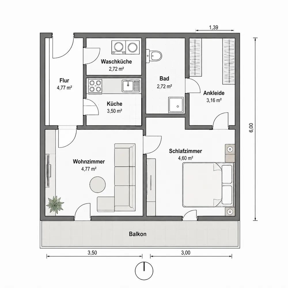 3 Zimmer Wohnung mit 55 m² in Köln – Bild 5