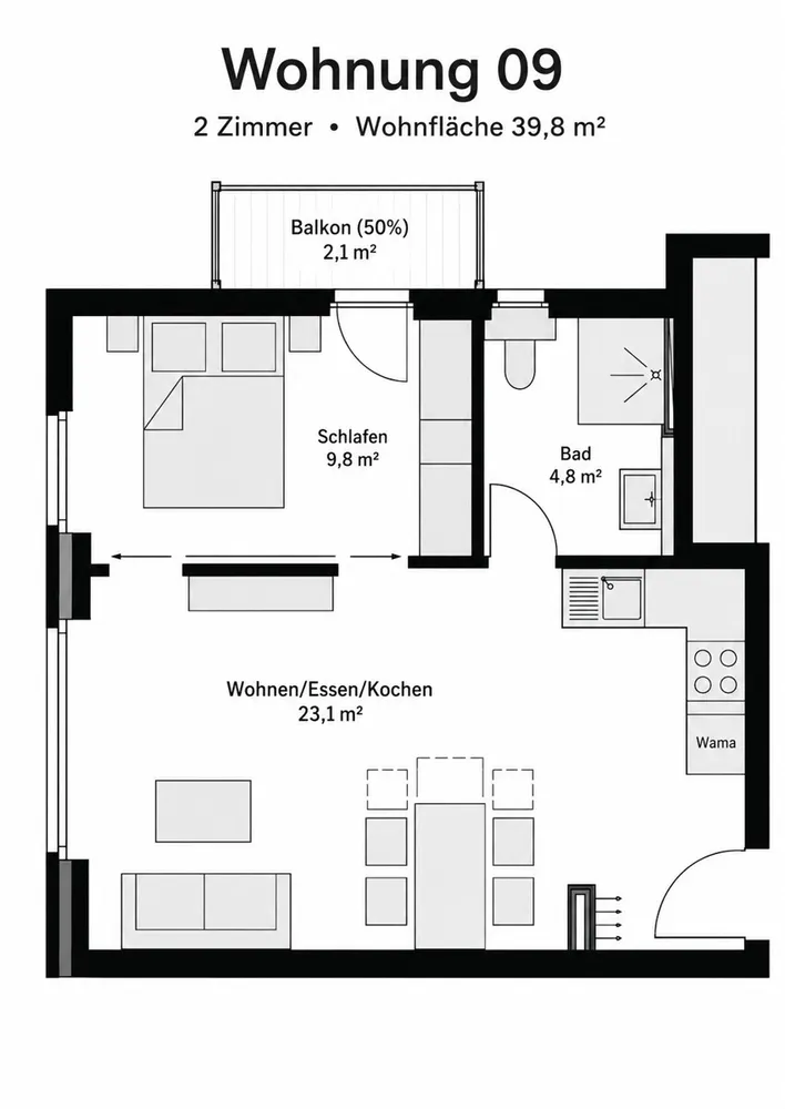 1 Zimmer Wohnung mit 41 m² in Hamburg – Bild 7
