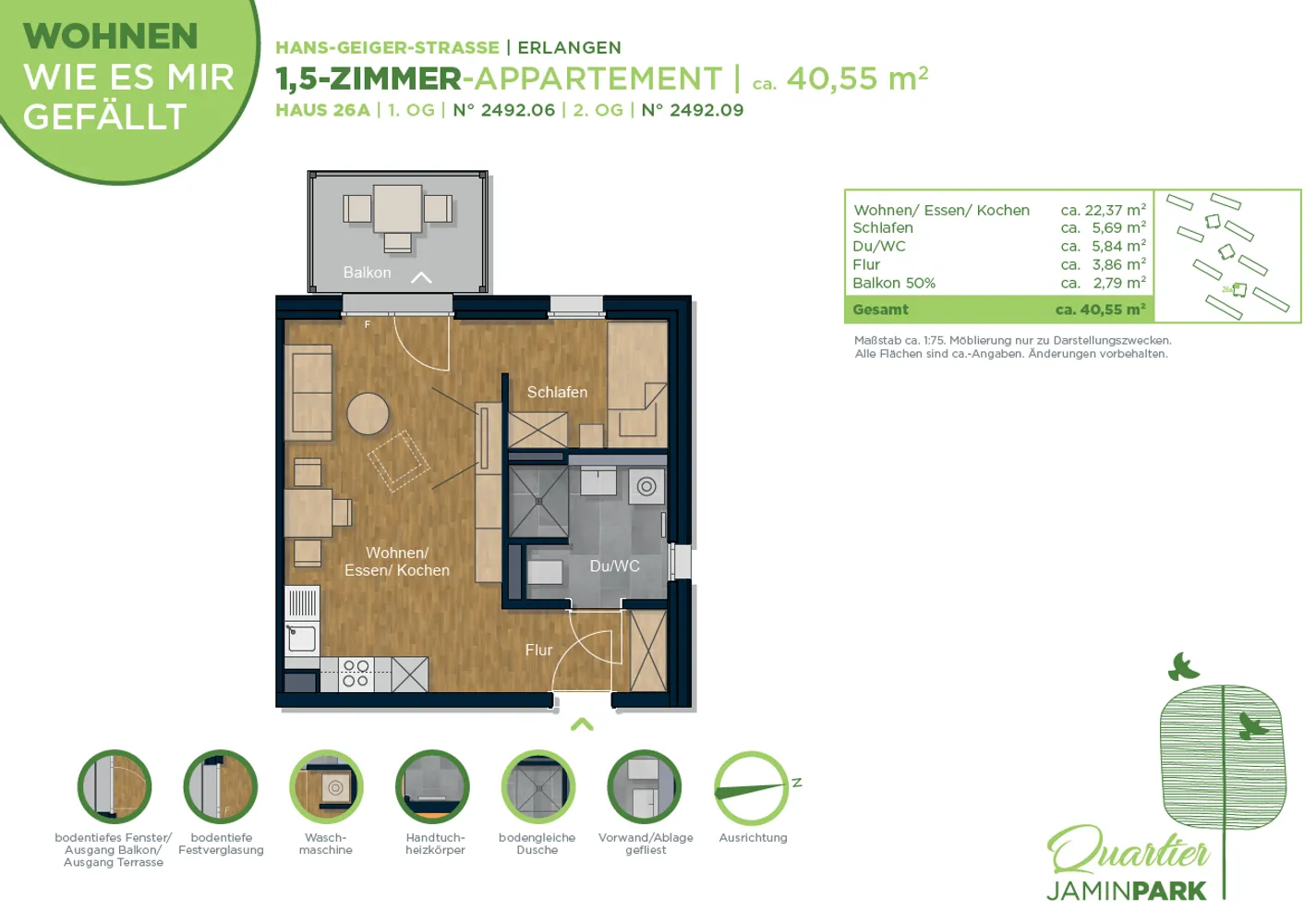 1 Zimmer Wohnung mit 41 m² in Erlangen – Bild 2