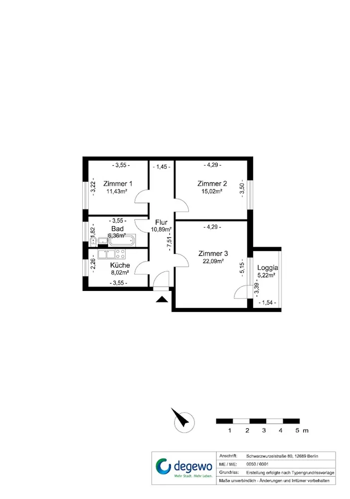 3 Zimmer Wohnung mit 71 m² in Berlin – Bild 2