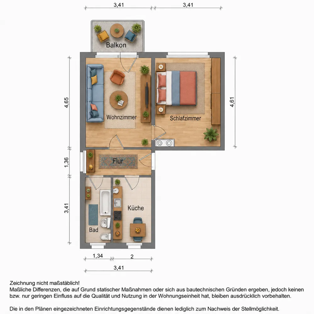 2 Zimmer Wohnung mit 49 m² in Zwickau – Bild 3